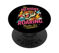 Retro The Heavens Are Roaring Psalm 19 Tiger Christian Art PopSockets Adhesive PopGrip