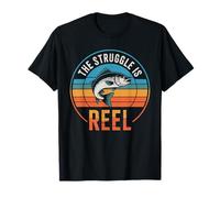 Retro The Struggle Is Reel Bass Fishing Funny Fisherman T-Shirt