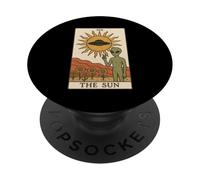 Retro The Sun Tarot Card Mystical Funny Alien PopSockets Adhesive PopGrip