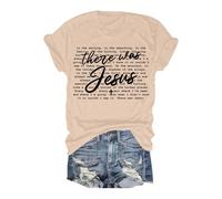 Retro There was Jesus Believe in Faith T-Shirt Womens Bible Verse Christian Quote Tops Funny Halloween Costumes
