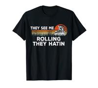 Retro They See Me Rolling They Hatin, Skater Roller Skating T-Shirt