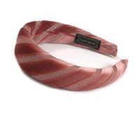 Retro Thicken Padded Velvet Glitter Stripes Wide Chunky Hair Band/Headband/Alice Band in Pink Blush