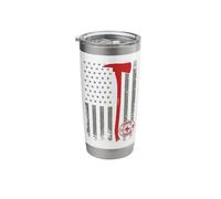 Retro Thin-Red-Line Flag Firefighter Axe Rescue Art Stainless Steel Insulated Tumbler