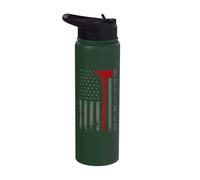 Retro Thin-Red-Line Flag Retired Firefighter Axe Hero Art Stainless Steel Insulated Water Bottle