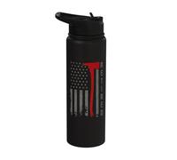 Retro Thin-Red-Line Flag Retired Firefighter Axe Hero Art Stainless Steel Insulated Water Bottle