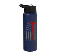 Retro Thin-Red-Line Flag Retired Firefighter Axe Hero Art Stainless Steel Insulated Water Bottle