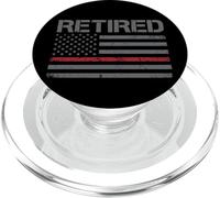 Retro Thin-Red-Line Flag Retired First-Responder Art PopSockets PopGrip for MagSafe