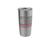 Retro Thin-Red-Line Flag Retired First-Responder Art Stainless Steel Insulated Tumbler