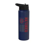 Retro Thin-Red-Line Flag Retired First-Responder Art Stainless Steel Insulated Water Bottle