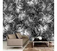 Retro Three Dimensiona Black and White Rose Flowers Art 3D Wallpaper Luxury Home Dining Decor Paste Sofa Living Room The Wall for Bedroom Mural-430cm×300cm