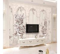 Retro Three Dimensiona Relief Roman Columns Art Roses 3D Wallpaper Premium Textured Silk Study Dining Living Room Bedroom Sofa TV Wall Easy Install-250cm×170cm