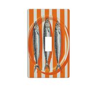 Retro Three Sardines Light Switch Cover Decorative Single Toggle 1 Gang Wall Plate for Kitchen Farmhouse Bedroom Bathroom Art Decor