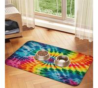 Retro Tie Dye Rainbow Swirl Pet Feeding Mat 40x60cm