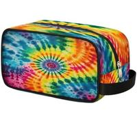 Retro Tie Dye Rainbow Swirl Toiletry Bag for Travel, Cosmetic Makeup Bag Waterproof Polyester Shaving Bag for Men Women Kids, Portable Organizer for Bathroom Gym Vacation