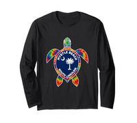 Retro Tie Dye Sea Turtle South Carolina Flag Myrtle Beach Long Sleeve T-Shirt