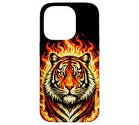 Retro Tiger Head Flames Vintage Style Design Case for iPhone 14 Pro