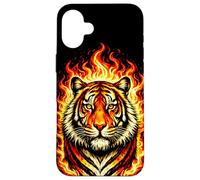 Retro Tiger Head Flames Vintage Style Design Case for iPhone 16 Plus