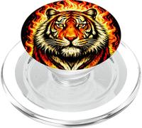 Retro Tiger Head Flames Vintage Style Design PopSockets PopGrip for MagSafe