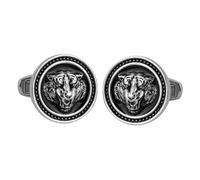 Retro Tiger Head Relief Cufflinks Men's French Shirt Cuff Button Round Cross Cuff Nail for Business Dress Decoration Accessory
