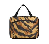 Retro Tigers Skin Brown Pattern Hanging Large Hanging Toiletry Bag with Hook, Designer Accessories Tote Bag for Traveling Women Vacation bolsas para maquillaje de Mujer