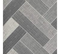 Retro Tile Style Vinyl Flooring 4.3mm Thick Comfortable Felt Back R10 Lino Kitchen Bathroom (Mixed Grey Herringbone Parquet Tiles, 4.5m x 2m / 14ft 9" x 6ft 6")