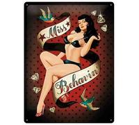 Retro Tin Metal Sign 'Miss Behavin' Sexy Pin Up Nostalgic Art 8X12 Inch