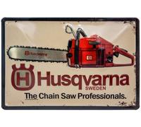 Retro Tin Sign - Chainsaw, Saw, Forest, Lumberjack - High-Quality Embossed Sheet Steel - Decorative Sign, 3D Effect - 30 x 20 cm