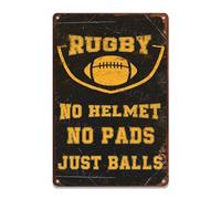 Retro Tin Sign Football Player No Helmet No Pads Just Balls For Home Kitchen Bar Room Garage Decor 8.00"x12.00"