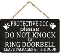Retro Tin Sign Funny Protective Dog Please Do Not Knock or Ring Doorbell Wooden Sign Baby Room Hanging Wooden Decorative
