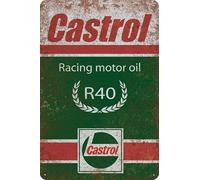 Retro Tin Sign, Historical Advertising Sign, Workshop, Garage, Rally, Gas Station Decoration, Suitable for Castrol Oil (20 x 30 cm)