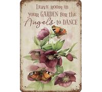 Retro Tin Sign Leave Room in Your Garden for the Angels to Dance Vintage Metal Sign Suitable for Outdoor Indoor Bedroom Cafes Bar Farm Garden Gate Funny Art Wall Decoration 6x8 Inch