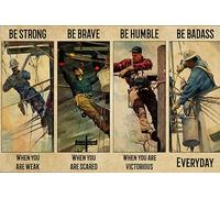 Retro Tin Sign Lineman Be Strong Lineman Lifejob I Love My Job Metal Sign for Home Dorm Gym Wall Decor for Family Friends 8 x 12 in