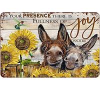 Retro Tin Sign Metal Poster in Your Presence There is Fullness of Joy Donkey Vintage Garage Decor Wall Decor for Bars Restaurants Cafe Club Plaque Man Cave Wall 12x16inch
