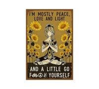 Retro Tin Sign Metal Poster Vintage Boho Wall Décor, I'm Mostly Peace Love and Light, Motivational Encouragement Gifts for Women Home Office Bedroom Living Room Cafes 8x12 Inch