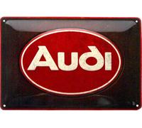 Retro tin sign metal sign vintage 8 x 12 in - Audi - Audi Logo Red Shine