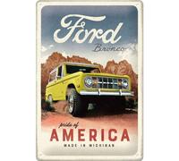 Nostalgic-Art Retro Tin Sign, Ford - Bronco Pride of America - Gift Idea for Car Accessories Fans, Made of Metal, Decoration in Vintage Design, 20 x 30 cm, 22367