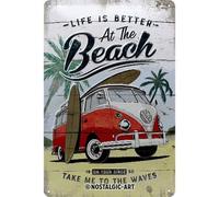 Retro tin sign metal sign vintage 8 x 12 in - Volkswagen - VW Bulli Beach