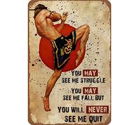 Retro Tin Sign Muay Thai Wall Art Tin Sign Muay Thai Poster Gift For Boxing Lovers Retro Tin Wall Metal Sign Vintage Metal Sign Poster 8X12 Inches