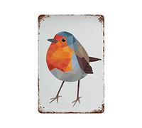 Retro Tin Sign Robin Print Robin Robin Decor Robin Art Cute Bird Art Bird Art Woodland Animals Garden Birds Art Woodland Wildlife 12"×8"