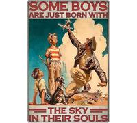 Retro Tin Sign Some Boys Are Just Born With The Sky In Their Souls Retro Metal Tin Sign Wall Decor Vintage Sign for Home Kitchen Cafe Bar Restaurant 8x12 inch