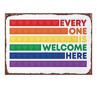 Retro Tin Sign Vintage Decorative Metal Signs Rainbow Everyone is Welcome Here Wall Print Classroom Poster Proud School Office Print Diverse Inclusive Accepting Metal Tin Sign 8x6inch