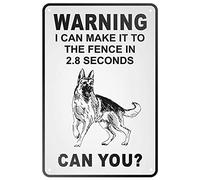 Retro Tin Sign Warning I Can Make It To The Fence In 2.8 Sec. German Shepherd Metal Sign Wall Art Plaque Poster for Home Bar Pub 8x12 Inch