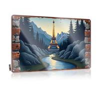 Retro Tin Signs Enchanted Forest Path Leading To The Eiffel Tower Tin Sign Funny Garage Bar Signs Sarcastic Metal Signs(30X40CM)
