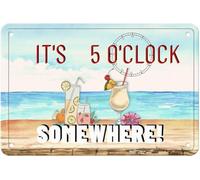 Retro Tin Signs - It's 5 O'Clock Somewhere - Vintage Metal Sign for Outdoor Indoor Beach Garden Tub Bar Farmhouses Cafes Gate Art Wall Decoration