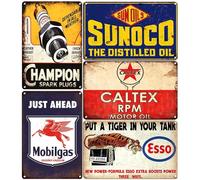 Retro Tin Signs Vintage Signs Auto Motorcycle Gasoline Garage Home Wall Decoration Metal Plaques - 5PCS 20X30Cm (5 Pcs Combo A)