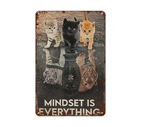 Retro Tin Signs Vintage Signs Cat Poster Mindset is Everything Cats Poster, Cat Tiger Poster, Cat Poster Print, Cute Cat Poster, Cat Lover Gift, Cat Wall Art20 x 30 cm
