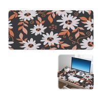 Retro Tiny Leaves and Floral Desk Mat Non-Slip Mouse Mat with Smooth Surface Pu Leather Big Mouse Pad 90X42 cm Mousemat Desk Decor Accessories Work from Home Gifts Deskpad for School Home Office Table