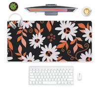 Retro Tiny Leaves and Floral Desk Pad Mouse Mat Gaming Non-Slip Mouse Pad Big 80 X 30 cm Gaming Mousemat Office Accessories for Desk Gift Mousepad XXL for Office Home Computer Laptop
