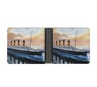 Retro Titanic Famous Old Historic Bifold Wallet PU Leather Slim Purse Pocket Wallet with Card Holder for Men Women