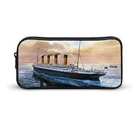 Retro Titanic Famous Old Historic Pencil Pen Case Large Capacity Pencil Pouch Bag Stationery Organizer Makeup Bag with Zip